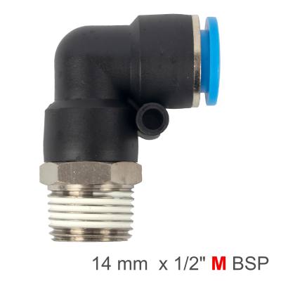 ELBOW 14MM-1/2 M PU HOSE FITTING — image 1