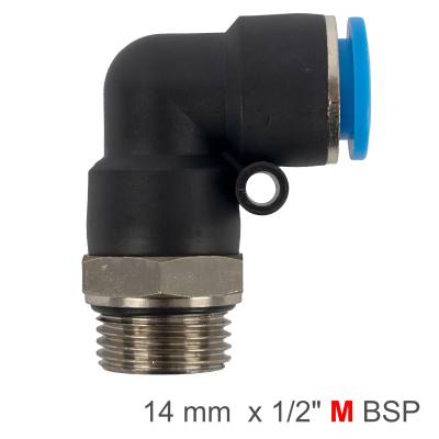 ELBOW W/O-RING 14MM-1/2' M PU HOSE FITTING — image 1