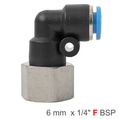 PU HOSE FITTING ELBOW 6MM-1/4 F — image 1