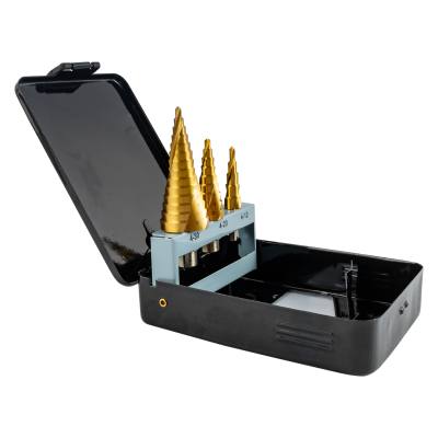 STEP DRILL SET 3 PCE HSS IN PLASTIC CASE — image 1