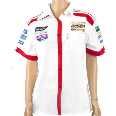 VERMONT LADIES - WHITE/RED COTTON SHIRT - SMALL — image 1
