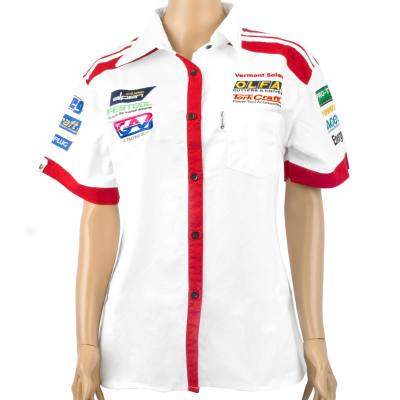 VERMONT LADIES - WHITE/RED COTTON SHIRT - LARGE — image 1