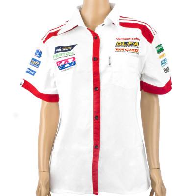 VERMONT LADIES - WHITE/RED COTTON SHIRT - X-LARGE — image 1