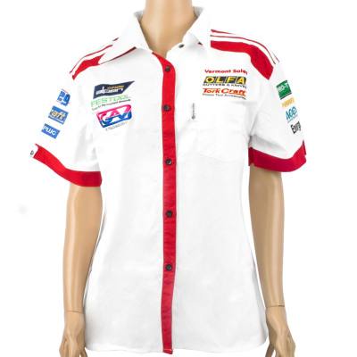 VERMONT LADIES - WHITE/RED COTTON SHIRT - 2X-LARGE — image 1