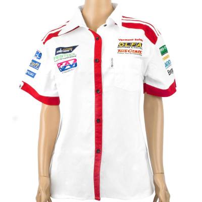 VERMONT LADIES - WHITE/RED COTTON SHIRT - 4X-LARGE — image 1