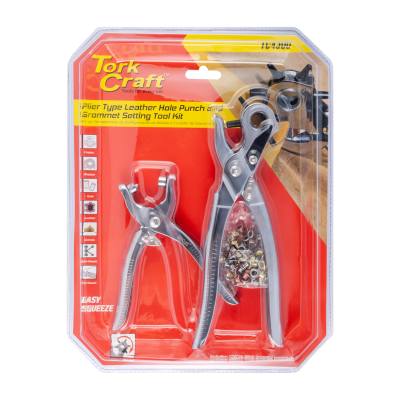 LEATHER HOLE PUNCH & GROMMET SETTING TOOL KIT C/W 100PC EYELETS 5MM — image 1