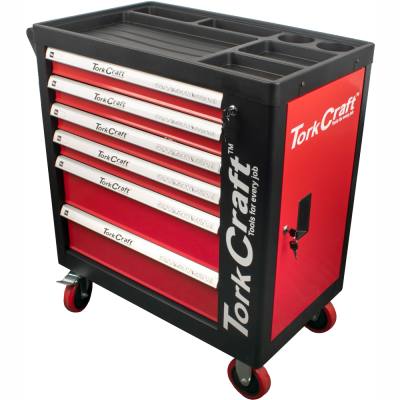 TORK CRAFT 6 DRAWER ROLLER CAB TOOL BOX ON CASTORS WITH 184PC OF STOCK — image 1