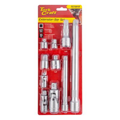 SOCKET ADAPTOR & EXTENTION SET 1/2', 1/4', 3/8'  10PC — image 1