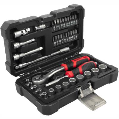 SOCKET & RATCHET DRIVE SET 40PC 1/4' CRV 12 POINT 4 4.5 5 5.5 6-14MM — image 1