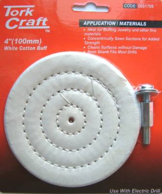 COTTON BUFF 100MM X 6MM SHAFT — image 1