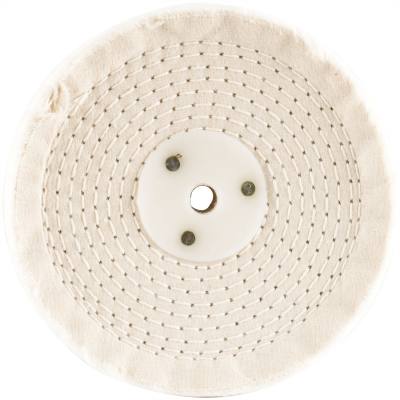 WHITE BUFF/MOP 150MM X 3 SECTION X 30 MM THICK 1/2 ' HOLE — image 1