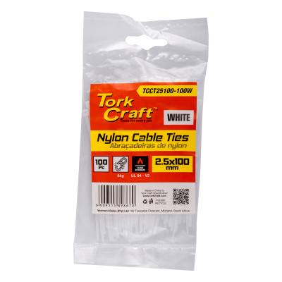 NYLON CABLE TIES 2.5MM X 100MM WHITE 100PC — image 1