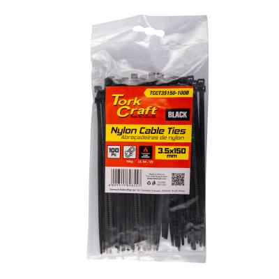 NYLON CABLE TIES 3.5MM x 150MM BLACK 100PC — image 1