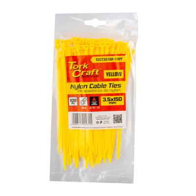 NYLON CABLE TIES 3.5MM x 150MM YELLOW 100PC — image 1