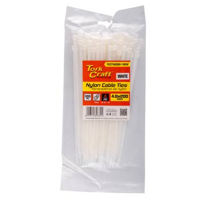NYLON CABLE TIES 4.8MM X 200MM WHITE 100PC — image 1