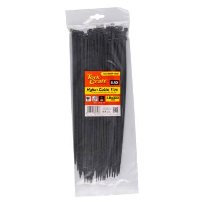 NYLON CABLE TIES 4.8MM X 300MM BLACK 100PC — image 1