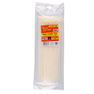 NYLON CABLE TIES 4.8MM X 300MM WHITE 100PC — image 1