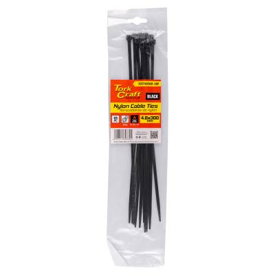 NYLON CABLE TIES 4.8MM X 300MM BLACK 10PC — image 1