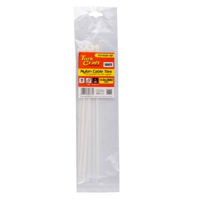 NYLON CABLE TIES 4.8MM X 300MM WHITE 10PC — image 1