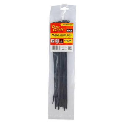 NYLON CABLE TIES 4.8MM X 300MM BLACK 25PC — image 1