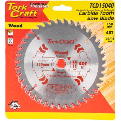 BLADE TCT 150 X 40T 20/16 GENERAL PURPOSE COMBINATION WOOD — image 1
