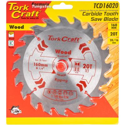BLADE TCT 160 X 20T 20/16 GENERAL PURPOSE RIP WOOD — image 1