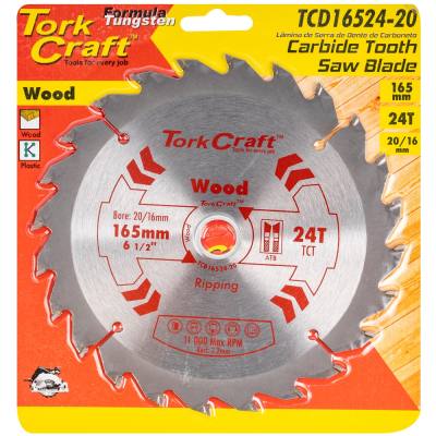 BLADE TCT 165 X 24T 20/16 GENERAL PURPOSE RIP — image 1