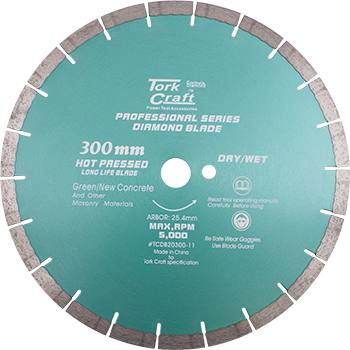 DIAMOND BLADE 300 x 25.4MM GREEN / NEW CONCRETE HOT PRESSED SEGMENTED — image 1
