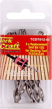 REPLACEMENT DRILL BITS 12G X 5PC FOR DECKING TOOL TCDT012-01 — image 1