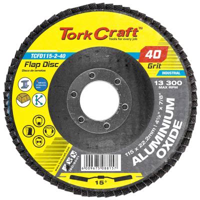 FLAP DISC 115MM 15 DEG.ANGLE 40GRIT A/O — image 1