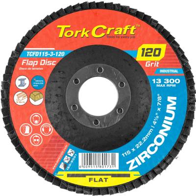 FLAP DISC ZIRCONIUM 115MM 120 GRIT FLAT — image 1