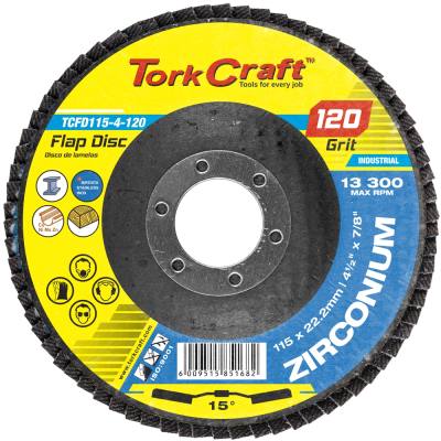 FLAP DISC ZIRCONIUM 115MM 120GRIT ANGLED — image 1