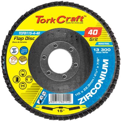 FLAP DISC ZIRCONIUM 115MM 40GRIT ANGLED — image 1