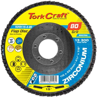 FLAP DISC ZIRCONIUM 115MM 80GRIT ANGLED — image 1