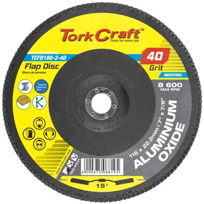 FLAP DISC 180MM 15 DEG.ANGLE 40GRIT A/O — image 1