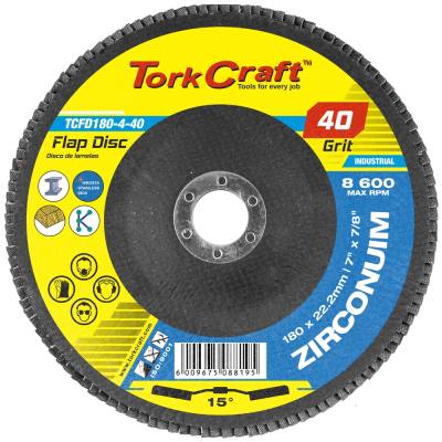 FLAP DISC ZIRCONIUM 180MM 40GRIT ANGLED — image 1