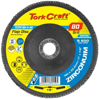 FLAP DISC ZIRCONIUM 180MM 80GRIT ANGLED — image 1