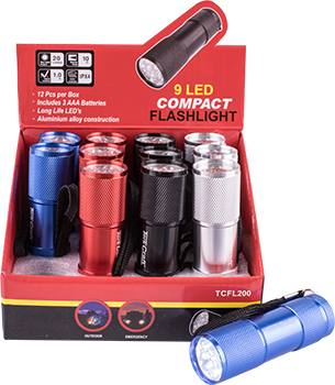 TORCH LED ALUM M/COL X12 PDQ BOX INCL AAA BATTERIES TORK CRAFT FLASH L — image 1