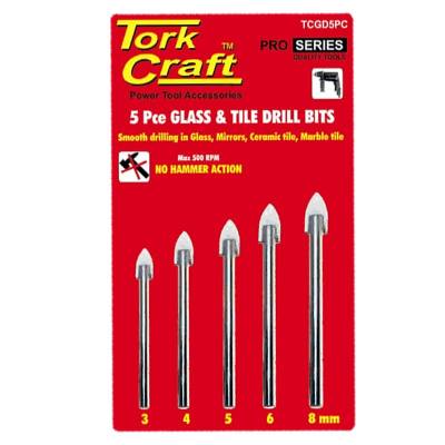GLASS & TILE DRILL BIT SET 5 PCE 3/4/5/6/8 — image 1