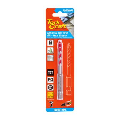 GLASS & TILE DRILL 6MM HEX SHANK INDUSTRIAL — image 1