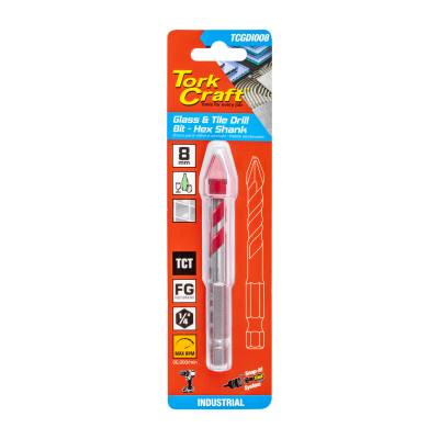 GLASS & TILE DRILL 8MM HEX SHANK INDUSTRIAL — image 1