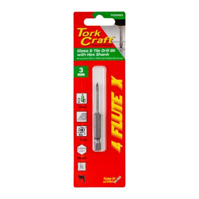 GLASS & TILE DRILL 3MM 4 FLUTE WITH HEX SHANK — image 1