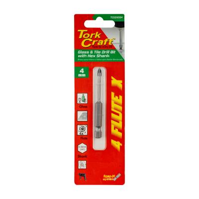 GLASS & TILE DRILL 4MM 4 FLUTE WITH HEX SHANK — image 1