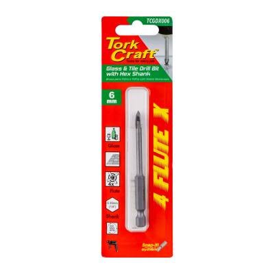GLASS & TILE DRILL 6MM 4 FLUTE WITH HEX SHANK — image 1
