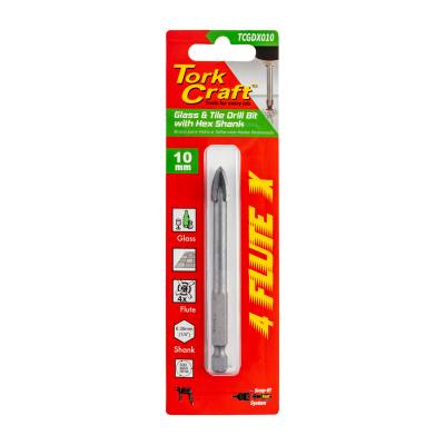 GLASS & TILE DRILL 10MM 4 FLUTE WITH HEX SHANK — image 1