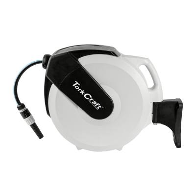 WATER HOSE REEL 20M X 13.5MM ID PVC HOSE RETRACTABLE C/W SPRAYER & MOU — image 1