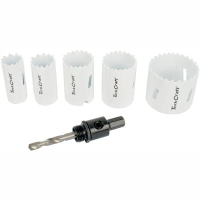 HOLE SAW SET 6PCE BI-METAL (22/25/32/35/51MM & 3/8 HEX MANDREL) — image 1