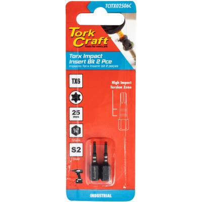 TORX TX 6 IMPACT INSERT BIT 25MM 2PC CARDED — image 1