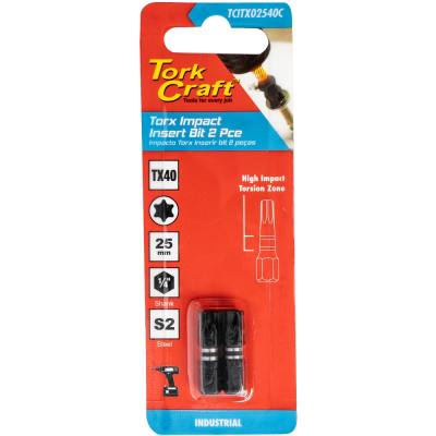TORX TX 40 IMPACT INSERT BIT 25MM 2PC CARDED — image 1