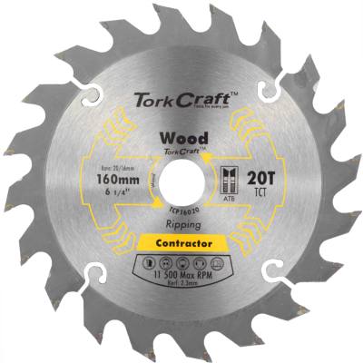 BLADE CONTRACTOR 160 X 20T 20/16 CIRCULAR SAW TCT — image 1